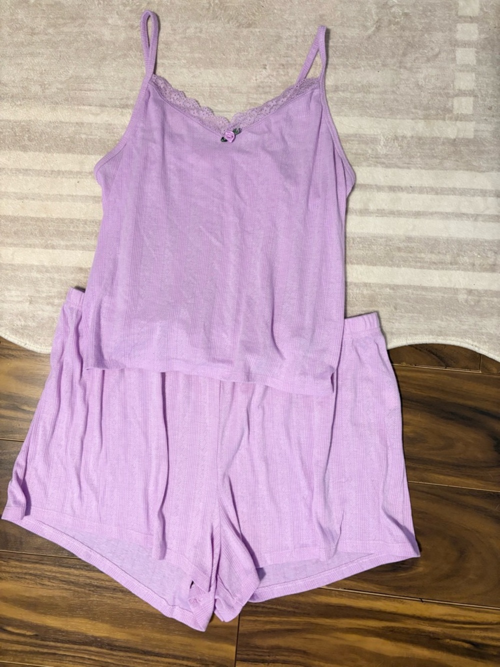 Colsie Lavender Lace-Trim Pajama Set - Women